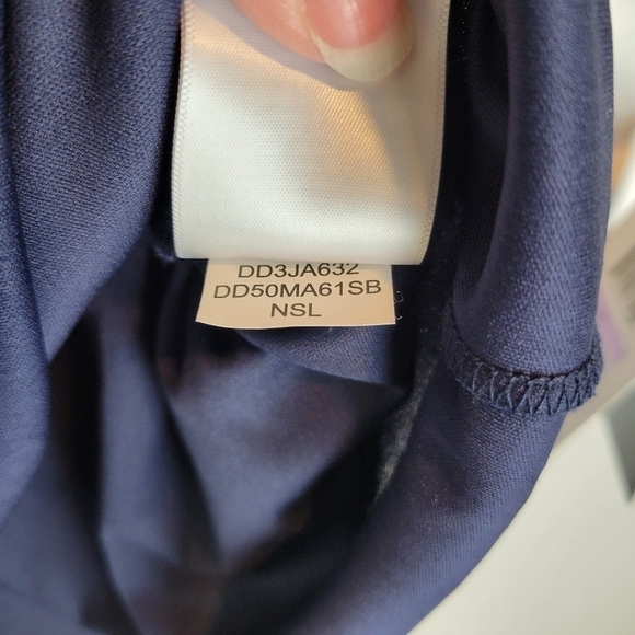 NWT DKNY Metallic Knit Surplice Mini Dress Navy/Silver Size 6 - Picture 15 of 15